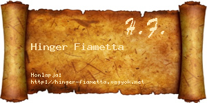Hinger Fiametta névjegykártya